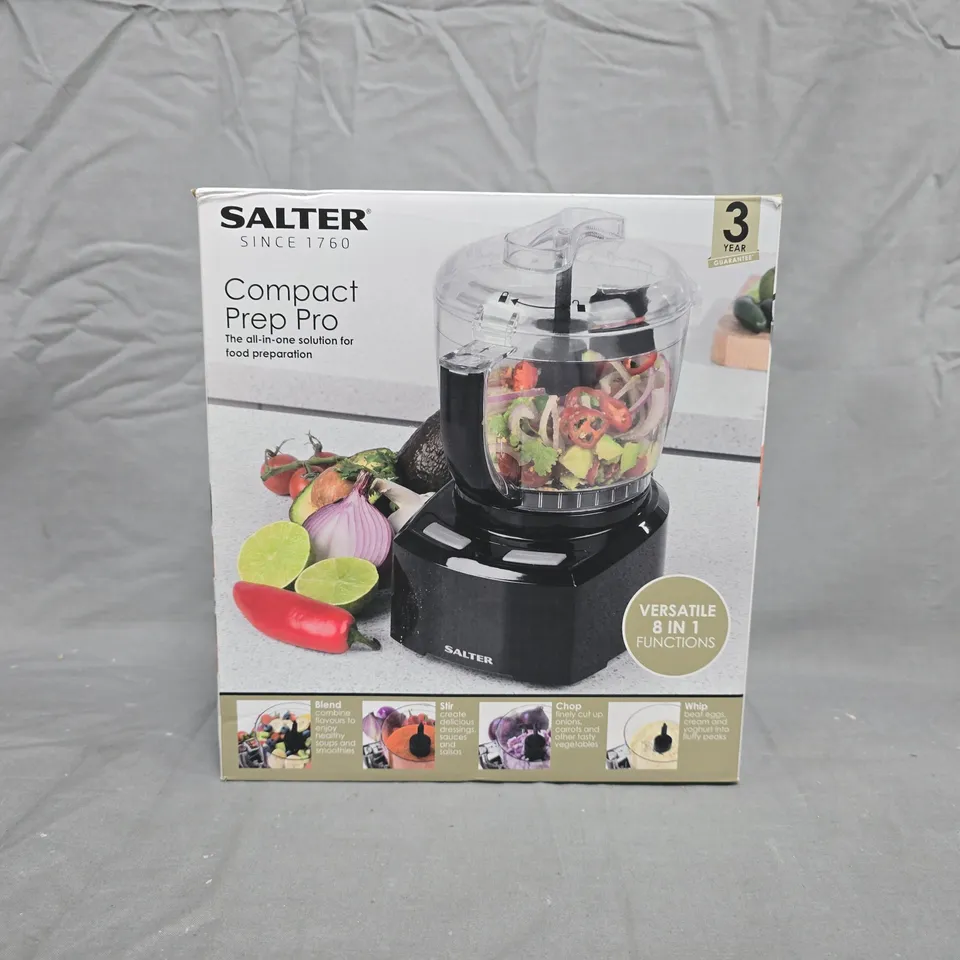 SALTER COMPACT PREP PRO 8-IN-1 FOOD PROCESSOR – 200W, BOXED