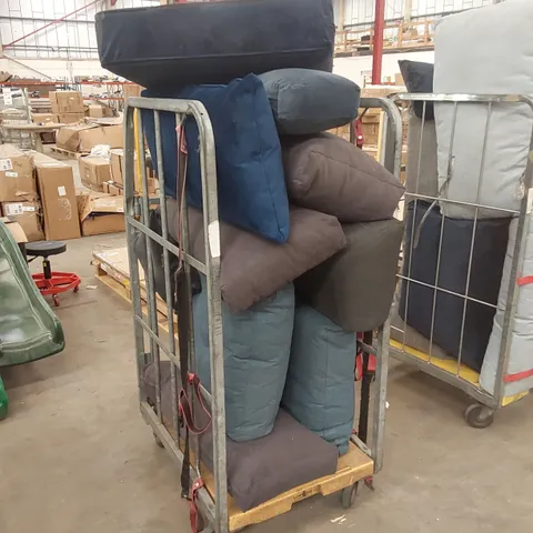CAGE OF ASSORTED SOFA CUSHIONS