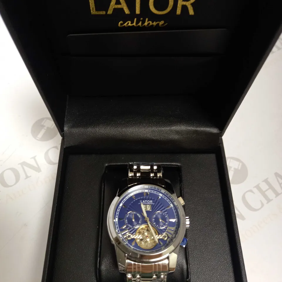 LATOR CALIBRE BLUE DIAL CHRONOGRAPH STYLE BRACELET STRAP WATCH RRP £635