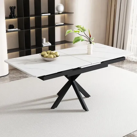 BOXED EXTENDABLE DINING TABLE BLACK WITH GREY DESKTOP (2 BOXES)