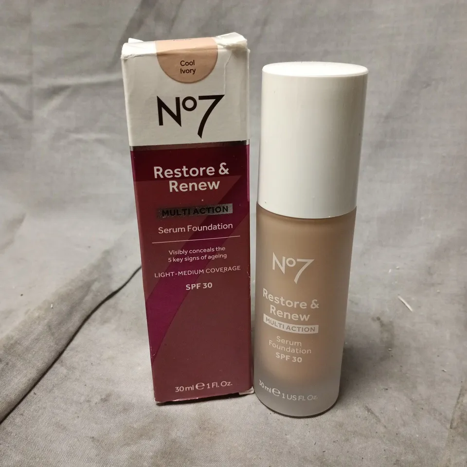 BOXED N07 RESTORE & RENEW SERUM FOUNDATION COOL IVORY (30ML)
