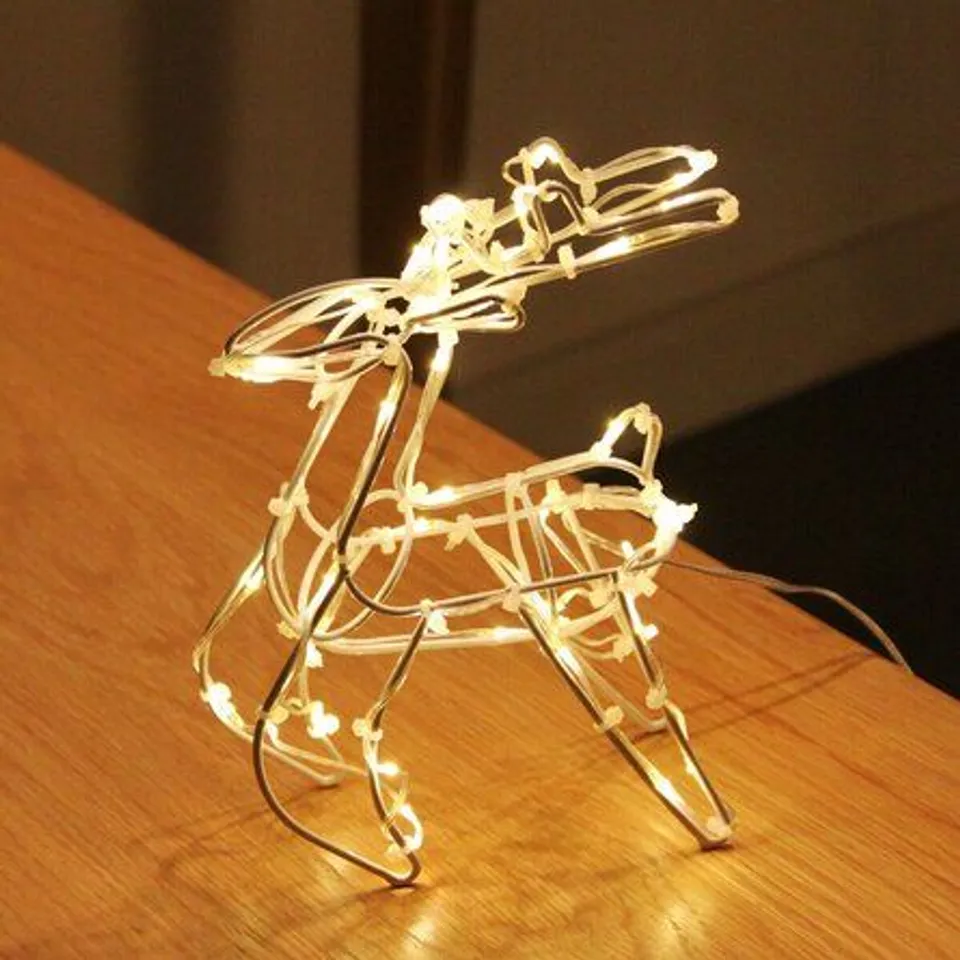 BOXED REINDEER STATUE WITH WARM WARM WHITE LED
