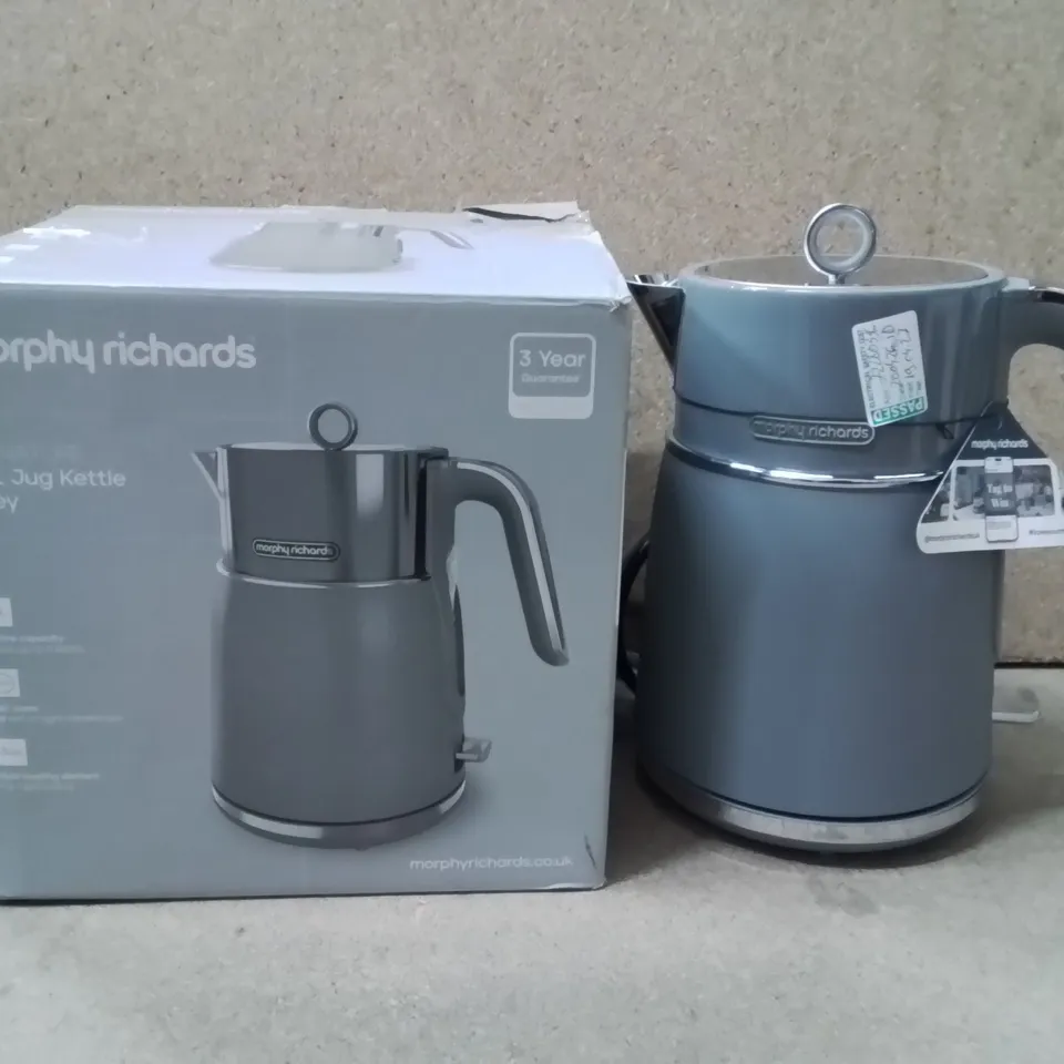 BOXED MORPHY RICHARDS 1.5L JUG KETTLE GREY 