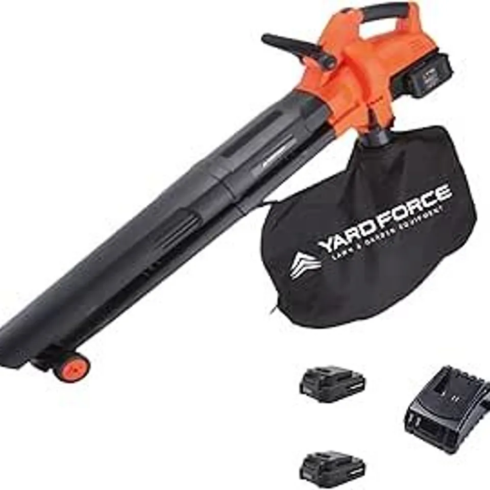 YARD FORCE CORDLESS BLOWER/VACUUM BOXED WITH BATTERIES & CHARGER