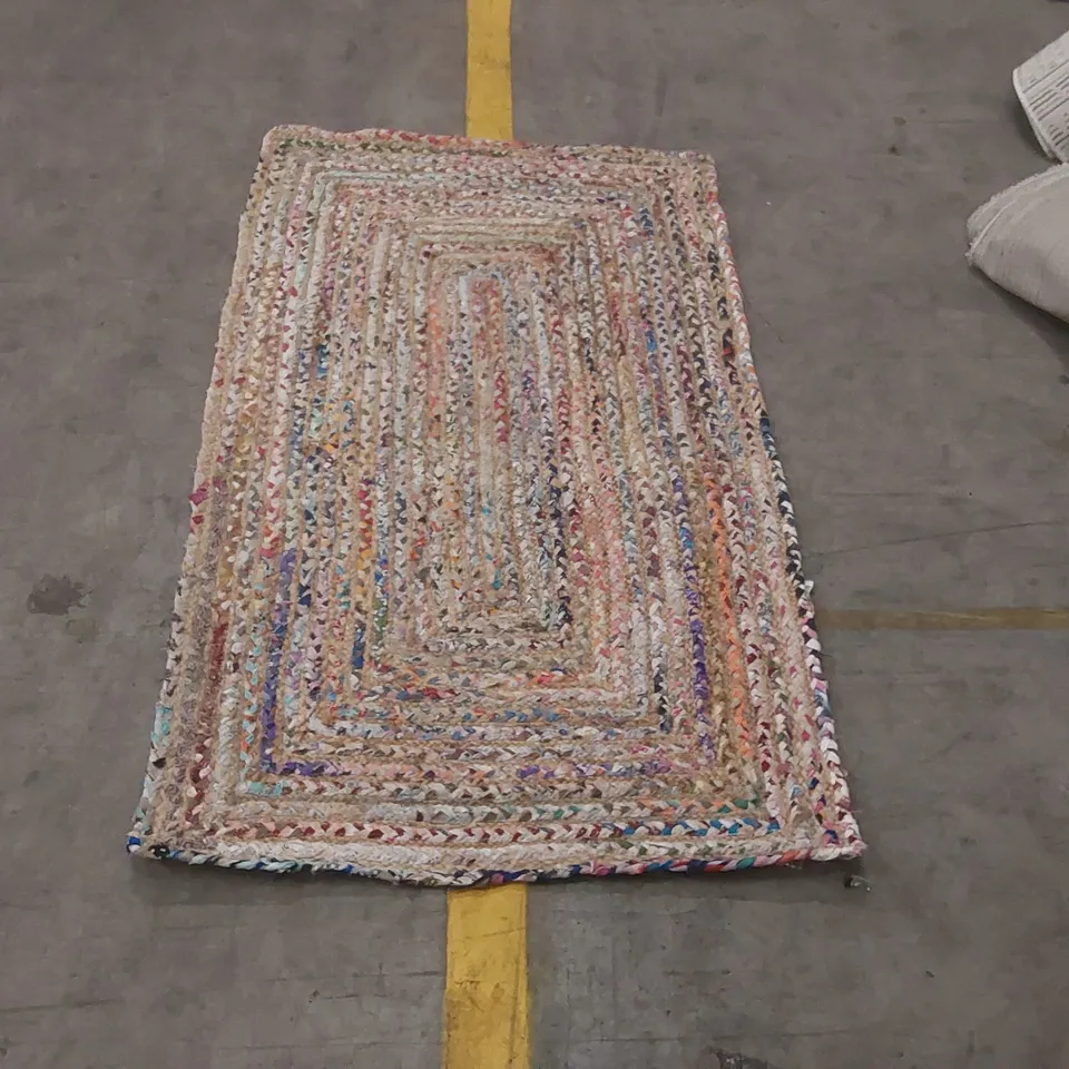 QUALITY HERZIG FLATWEAVE COTTON BEIGE/YELLOW RUG - 91 x 152cm