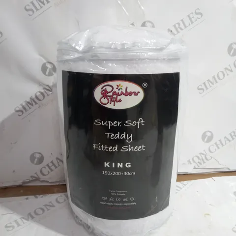 RAINBOW STYLE SUPER SOFT TEDDY FITTED SHEET - KING SIZE