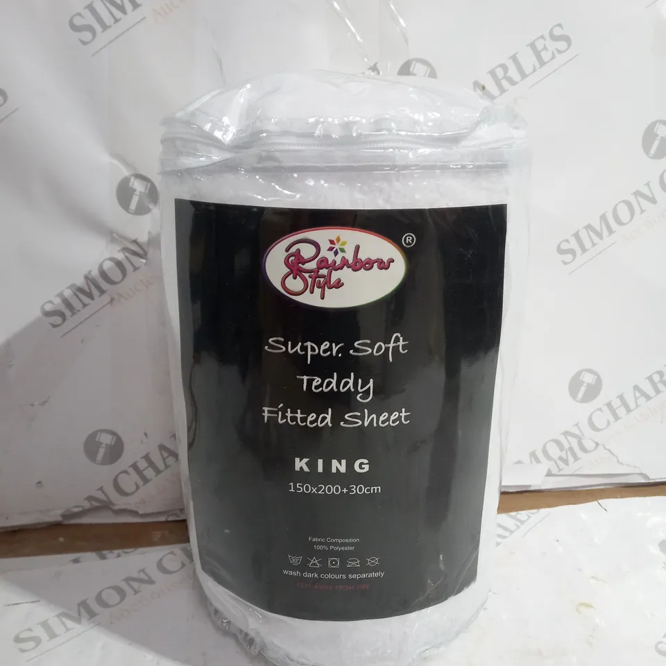 RAINBOW STYLE SUPER SOFT TEDDY FITTED SHEET - KING SIZE