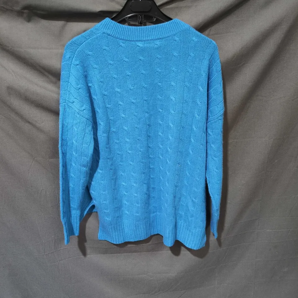 N.PEAL LONDON CONSCIOUS CASHMERE LOW HEM JUMPER – POOL BLUE, UK SMALL