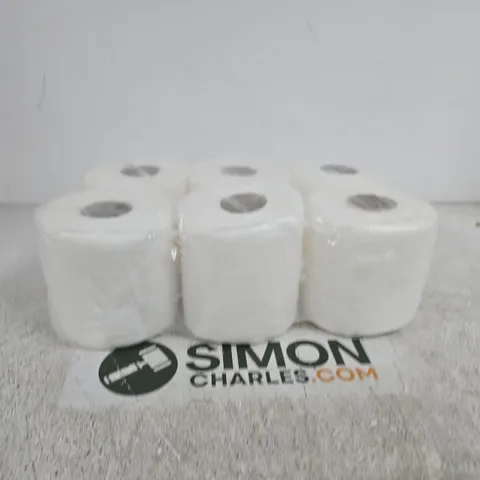 PACK OF 6 WHITE CENTRE FEED EMBOSSED ROLLS