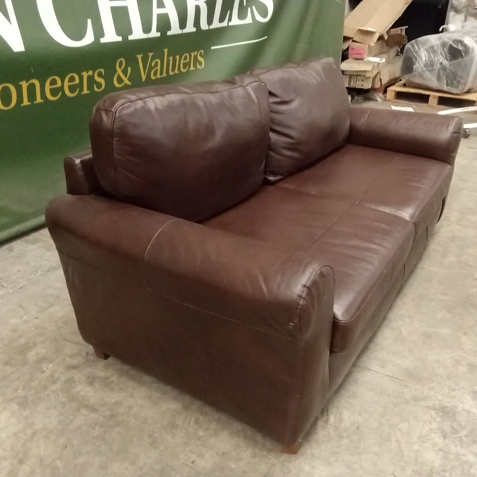 BAILEY 3 SEATER LEATHER SOFA - CHOCOLATE RRP £799