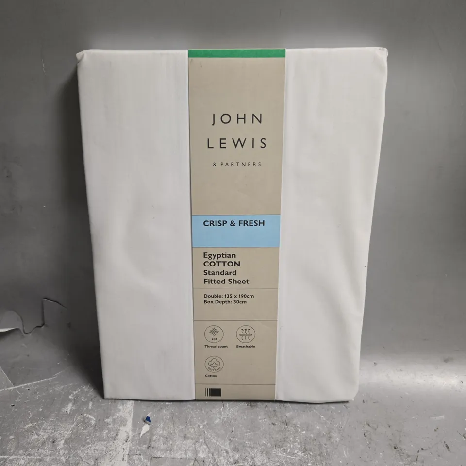 JOHN LEWIS EGYPTIAN COTTON STANDARD FITTED SHEET - DOUBLE 