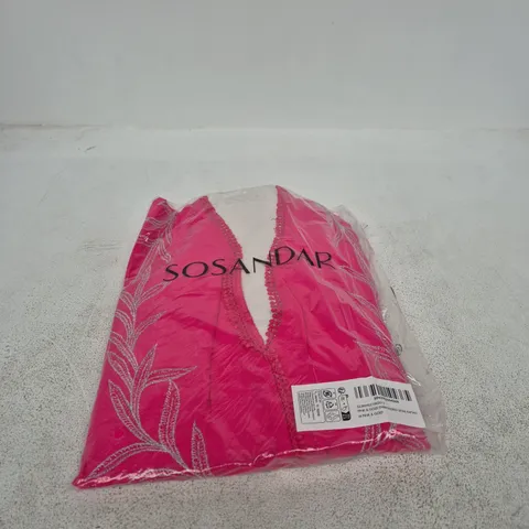 SOSANDAR KAFTAN – PINK & GOLD EMBROIDERED DETAIL, SIZE M
