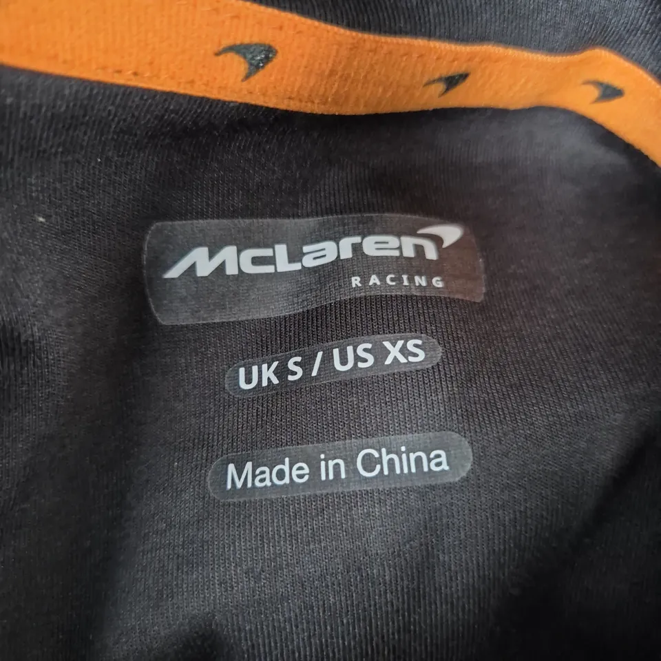 UNOFFICIAL MCLAREN RACING JACKET – BLACK WITH ORANGE ZIP, UK S (US XS)