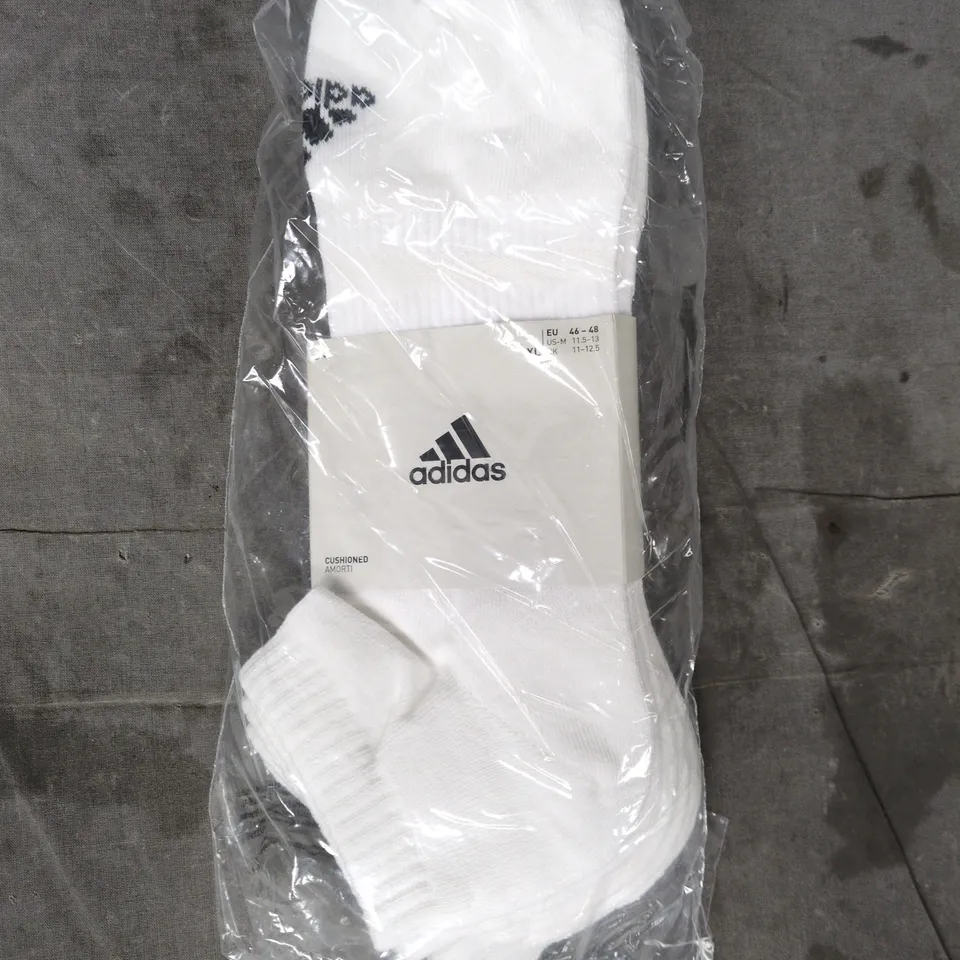 ADIDAS CUSHIONED SOCKS IN WHITE (3-PACK) SIZE XL UK 11-12.5