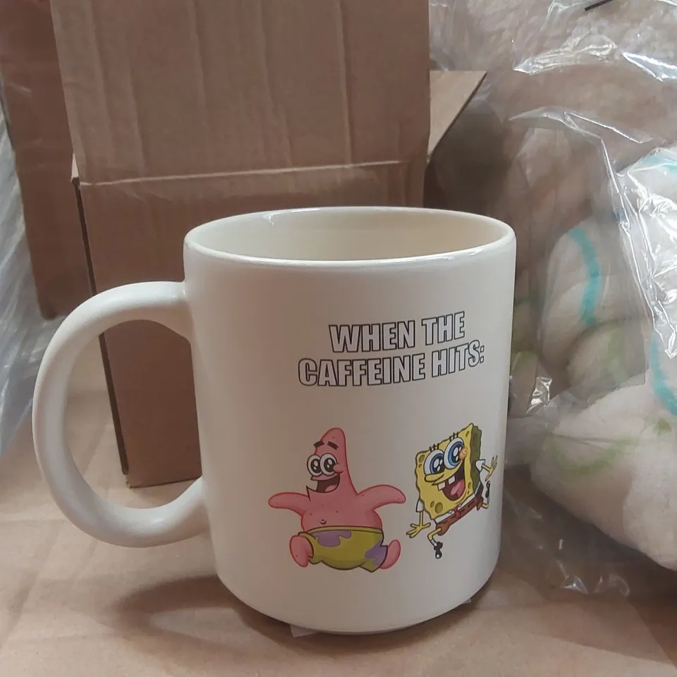 PALLET CONTAINING APPROXIMATELY 111x BRAND NEW TYPO DISNEY COLLAB PLANTERS, 390x BRAND NEW SPONGEBOB 'WHEN THE CAFFEINE HITS' MUGS, 14x BRAND NEW TYPO DISNEY COLLAB MICKEY MOUSE OVERSIZED HOODIES