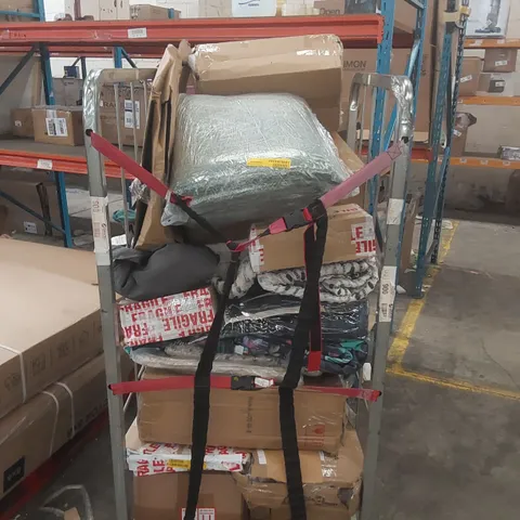 CAGE CONTAINING A LARGE QUANTITY OF ASSORTED FURNITURE PARTS AND HOUSEHOLD ITEMS ECT // CAGE NOT INCLUDED
