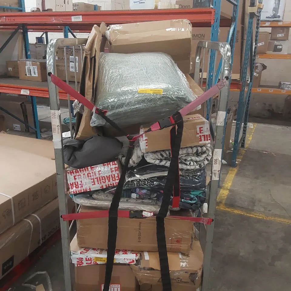 CAGE CONTAINING A LARGE QUANTITY OF ASSORTED FURNITURE PARTS AND HOUSEHOLD ITEMS ECT // CAGE NOT INCLUDED