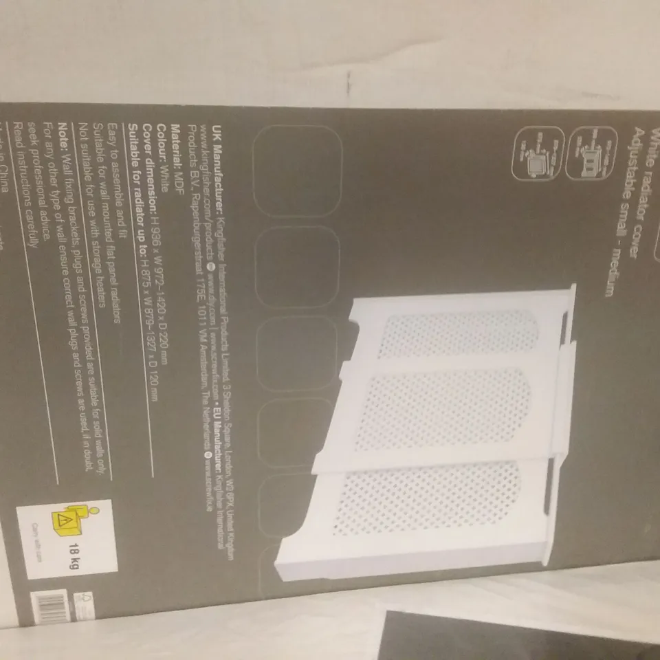 BOXED CAMBRIDGE WHITE RADIATOR COVER ADJUSTABLE SMALL/MEDIUM
