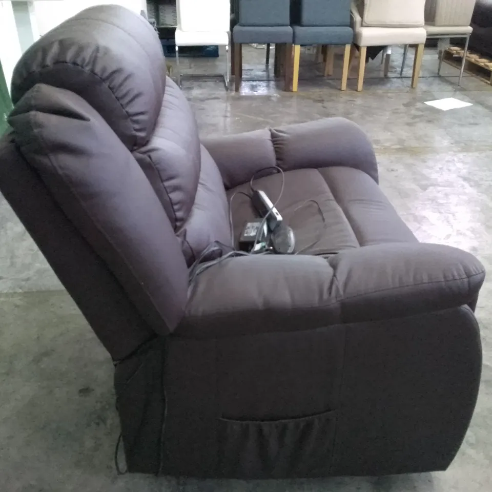 QUALITY DESIGNER STAMFORD ELECTRIC RISE&RECLINE ARMCHAIR - DARK BROWN
