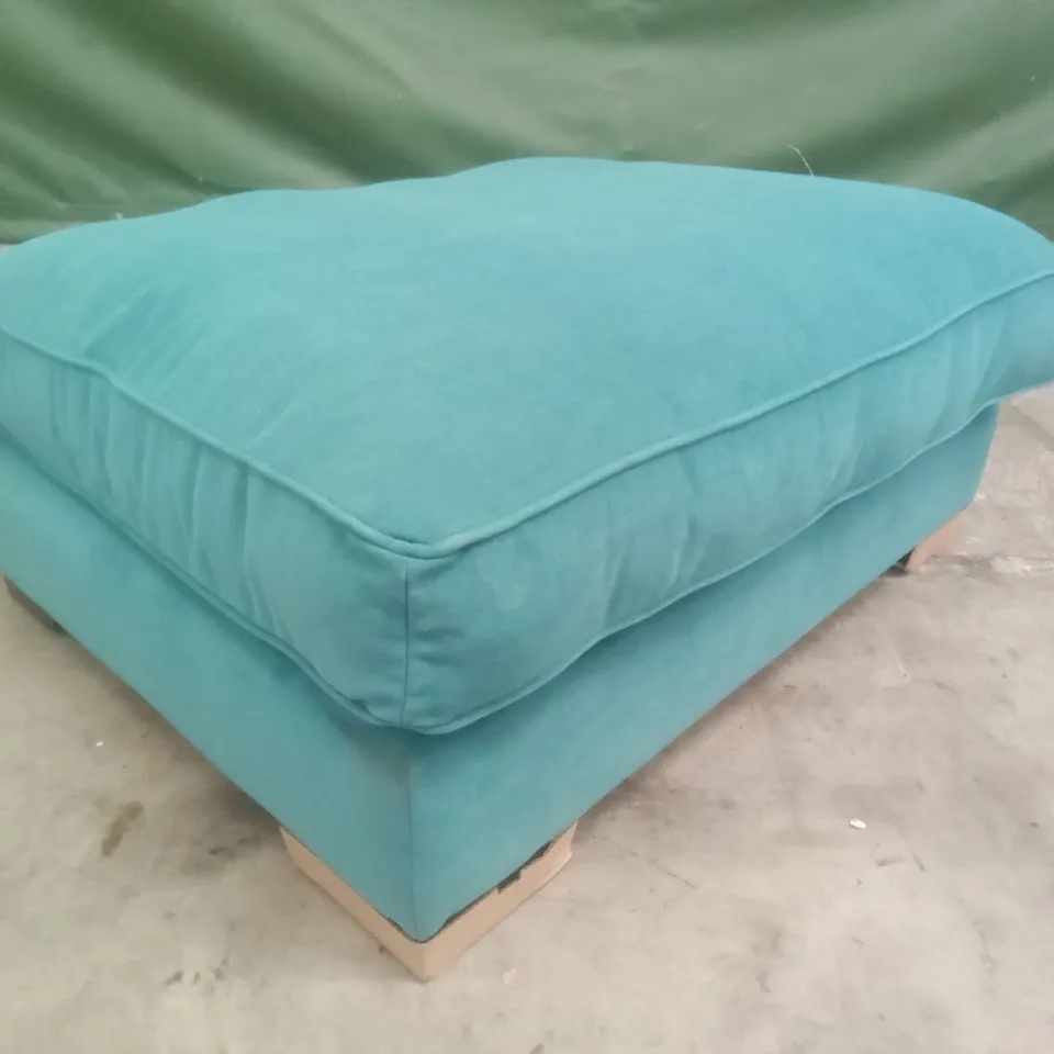 DESIGNER THE LOUNGE COMPANY MADE FOOTSTOOL - TEAL FABRIC