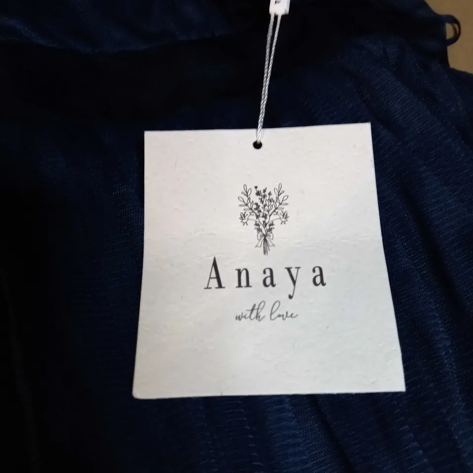 ANAYA NAVY/TULLE PLUNGE FRONT MAXI/BRIDESMAID DRESS - SIZE 16