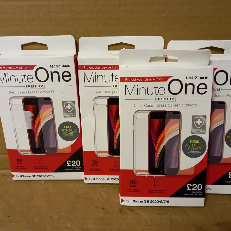 LOT OF 4 MINUTE ONE CLEAR CASES FOR IPHONE SE 2020/8/7/6