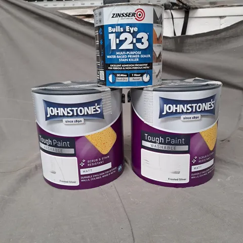 LOT OF 3 PAINT PRODUCTS TO INCLUDE JOHNSTONE'S TOUGH PAINT AND ZINESSER PRIMER