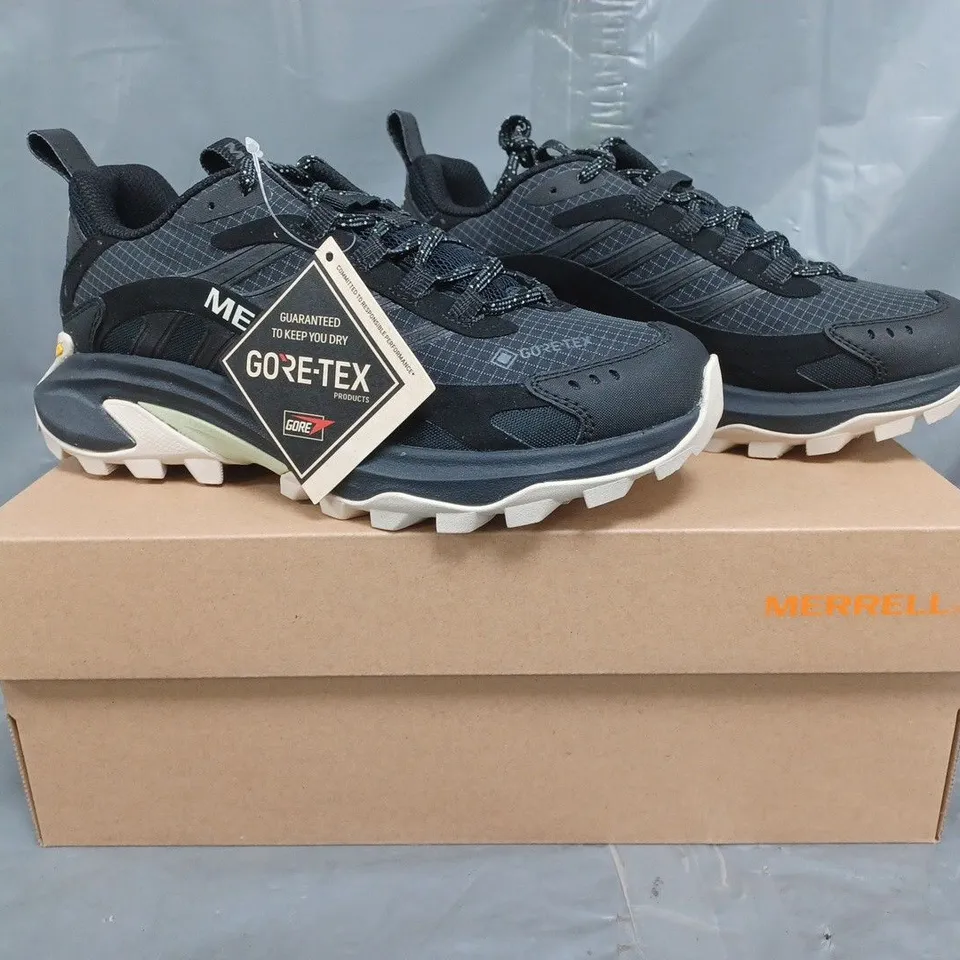 BOXED PAIR OF MERRELL MOAB SPEED 2 GTX SHOES IN BLACK SIZE UK 4