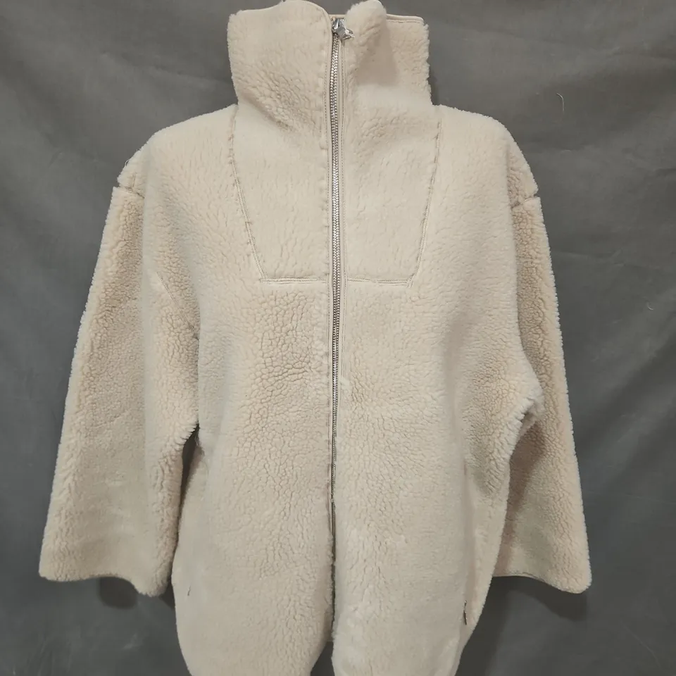 ARKET ZIP LONG SLEEVE FLEECE IN IVORY - EU SMALL