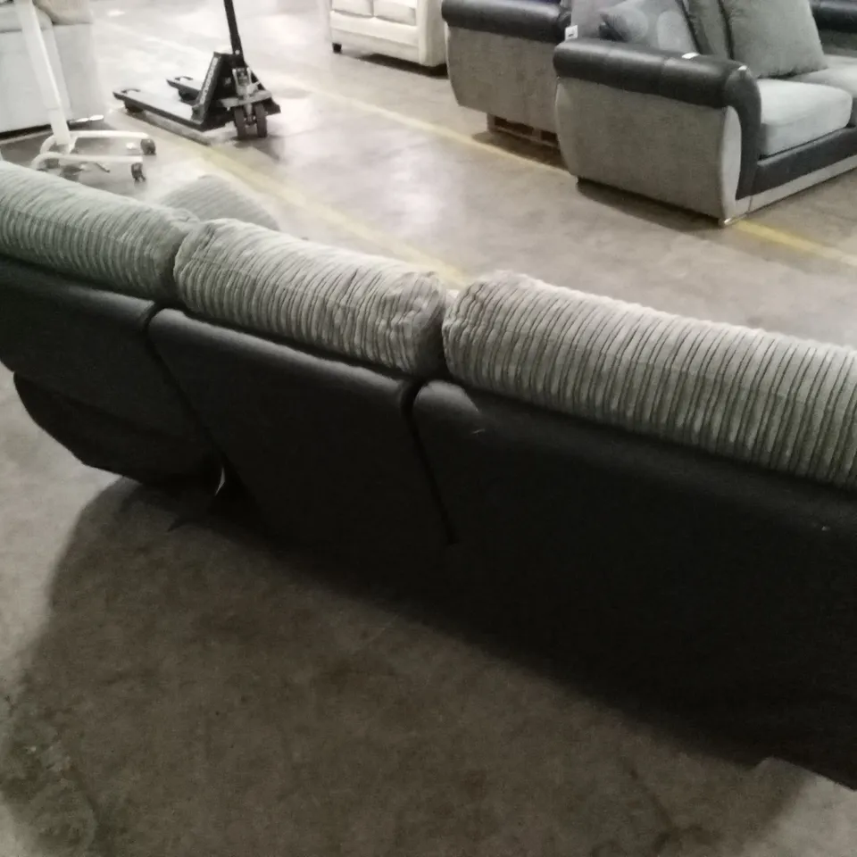 SIENNA FABRIC/FAUX LEATHER HIGH BACK 3 SEATER RECLINER SOFA RRP £849