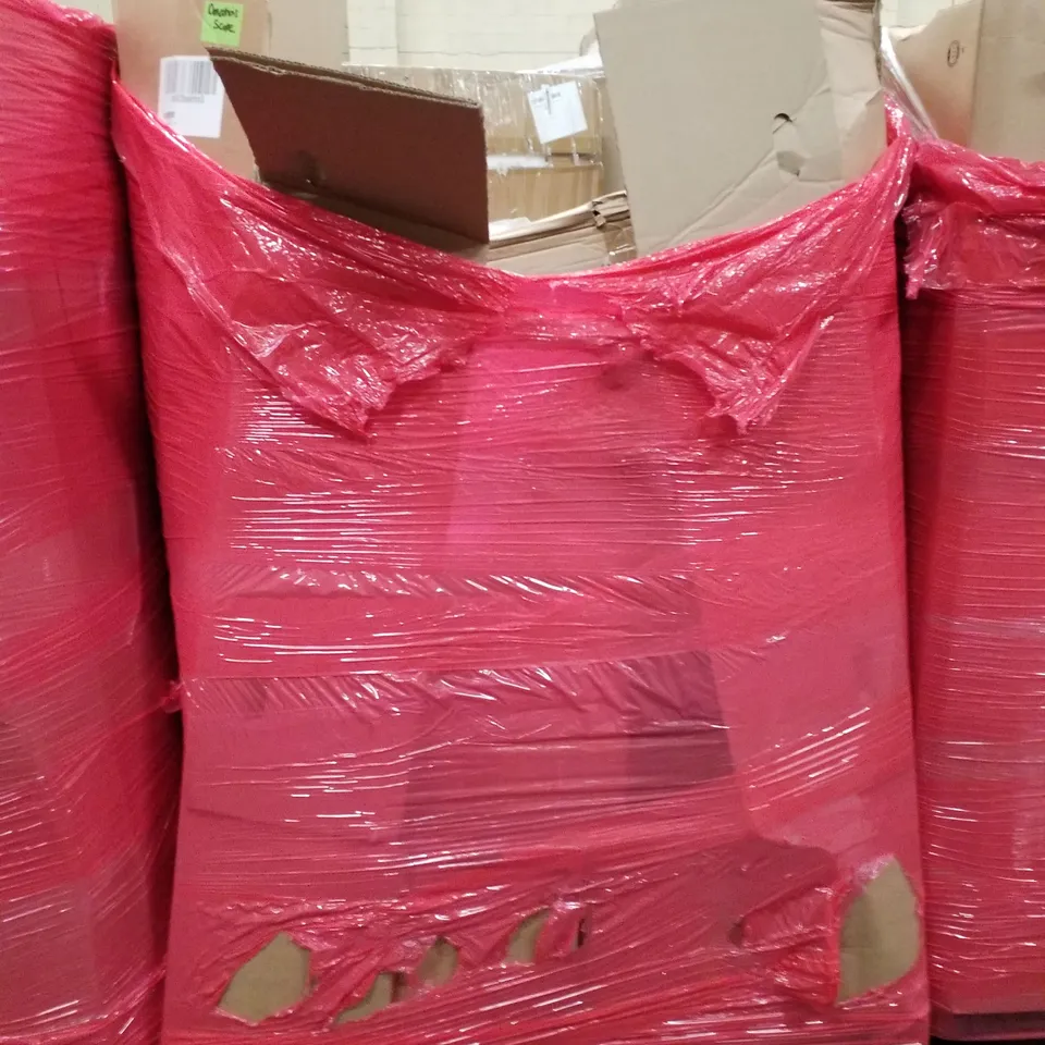 PALLET OF ASSORTED PRODUCTS INCLUDING ROUND CEILING LAMP, ADJUSTABLE HEIGHT SPEAKER STAND, TOILET SAFETY RAIL, FAN LIGHT, FLOOR LAMP  