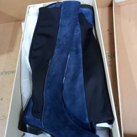 CLARKS NAVY SUEDE BIZZY BOOTS - SIZE 4
