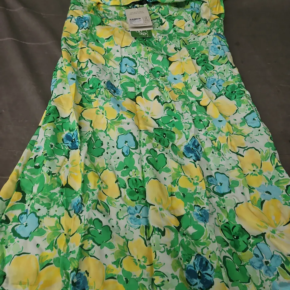 NOBODY'S CHILD PETITE DALIA MIDI DRESS IN GREE/YELLOW SIZE UK 8