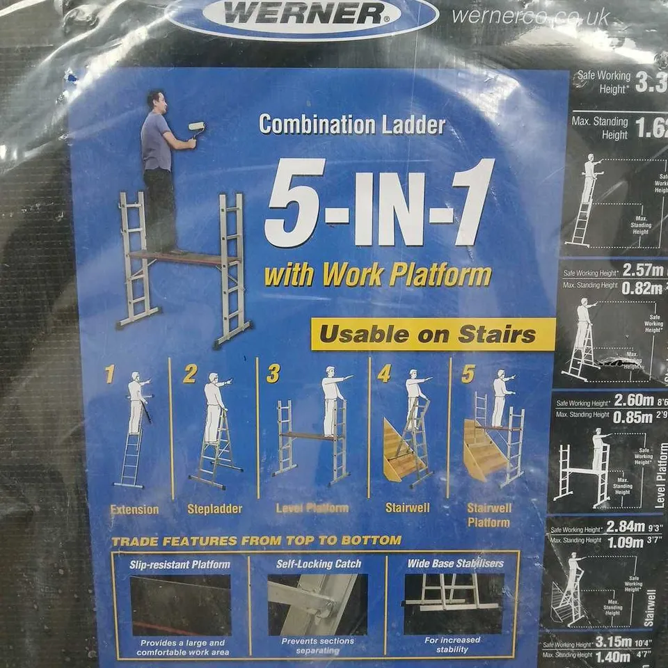 WERNER 5IN1 COMBINATION LADDER WITH WORK PLATFORM