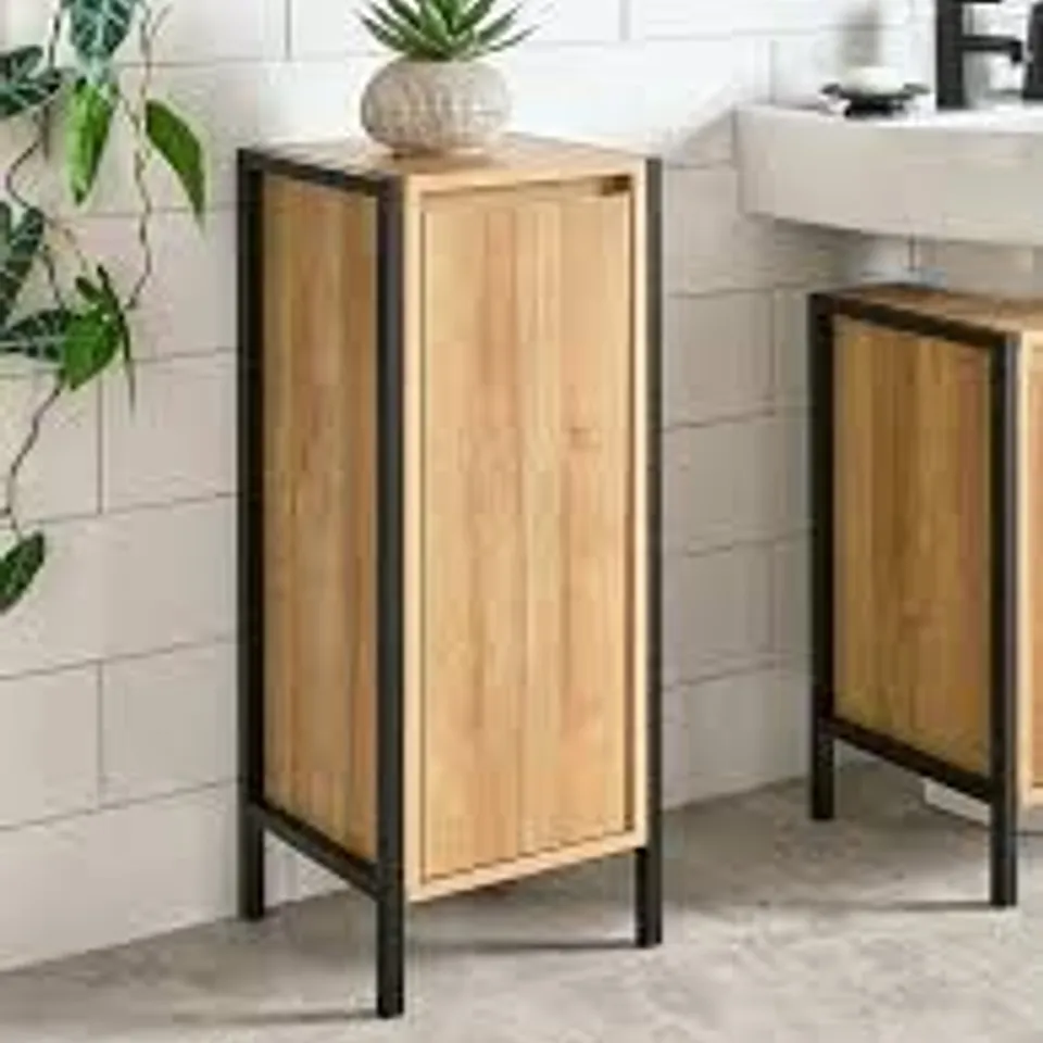BOXED LARSON SINGLE BATHROOM CONSOLE UNIT - DARK OAK (1 BOX) RRP £79