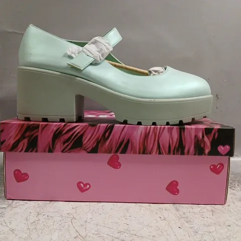 BOXED PAIR OF KOI TIRA PEARL MARY JANES SKY JEWEL EDITION IN BLUE SIZE UK 10