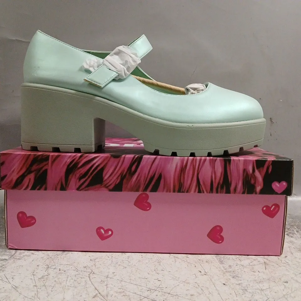 BOXED PAIR OF KOI TIRA PEARL MARY JANES SKY JEWEL EDITION IN BLUE SIZE UK 10