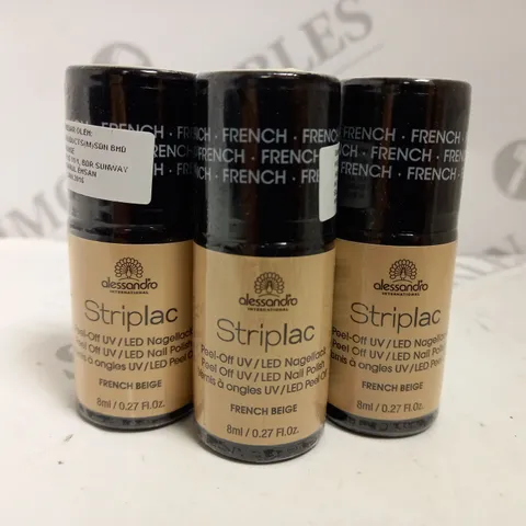 BOX OF APPROX 30 X 8ML ALESSANDRO STRIPLAC PEEL-OFF UV LED NAIL POLISH #FRENCH BEIGE 	
