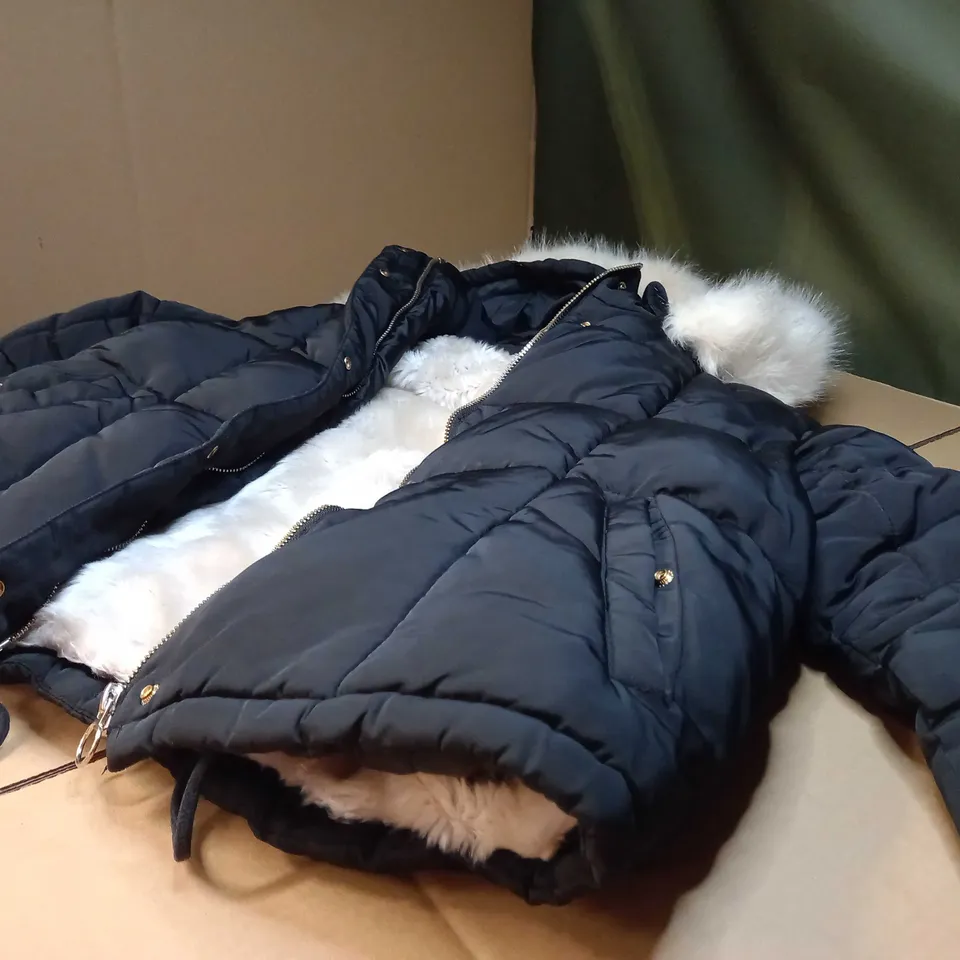 TOPSHOP BLACK FAUX FUR LINED WINTER JACKET - SIZE 8
