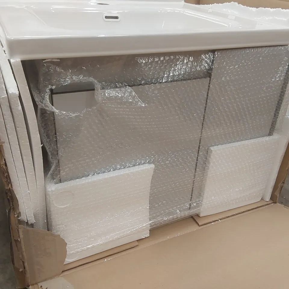 BOXED SAKER STONE VANITY UNIT WITH BASIN