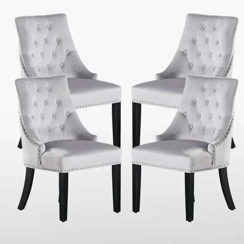 BOXED SCOTT UPHOLSTERED GREY VELVET DINING CHAIR (1 BOX)
