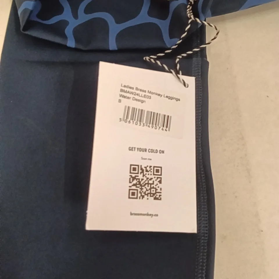 BOX TO CONTAIN BRASS MONKEY LADIES LEGGINGS WATER DESIGN SIZE S APPROXIMATELY - 15
