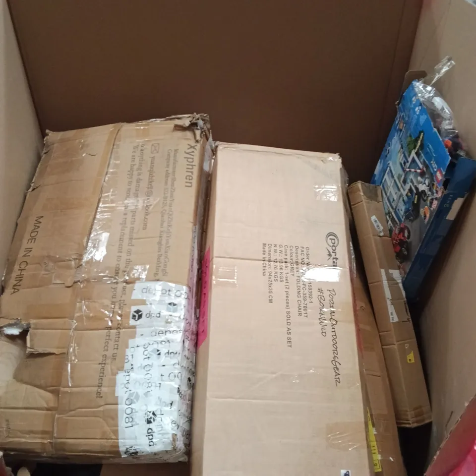 PALLET OF ASSORTED HOUSEHOLD GOODS AND PRODUCTS TO INCLUDE; BOXED FURNITURE ETC