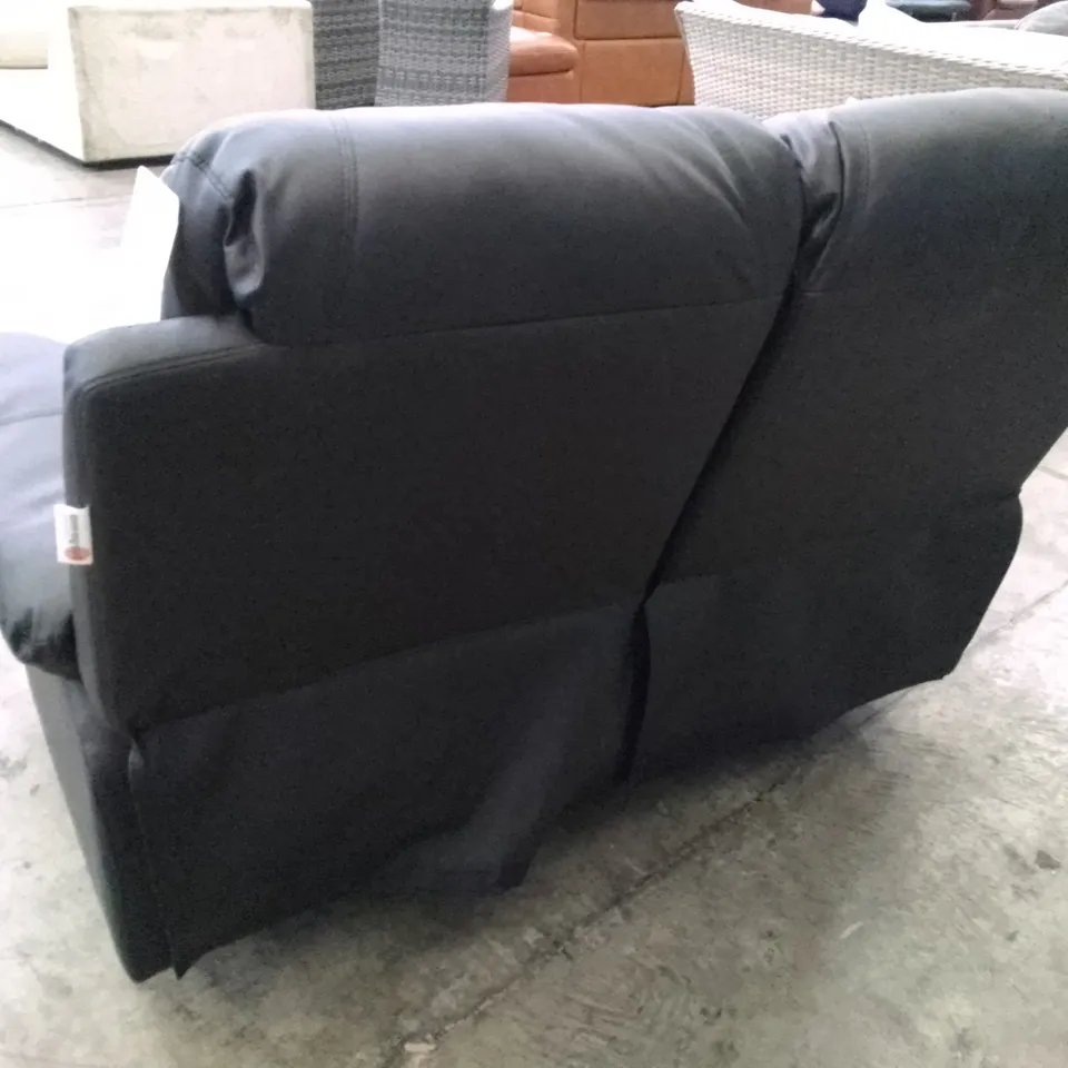 MANUAL RECLINER 2 SEATER SOFA - BLACK LEATHER