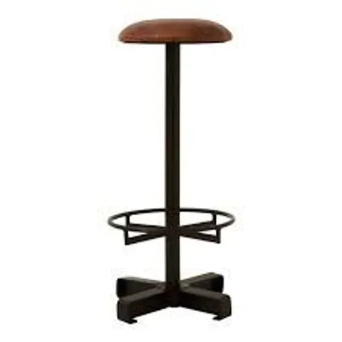 BOXED HOMESDIRECT365 IRON LEATHER STOOL -BROWN-