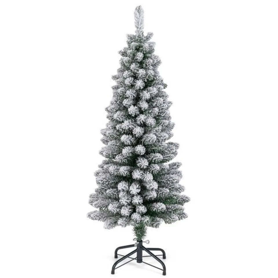 BOXED COSTWAY 120/150/180 CM SNOW FLOCKED ARTIFICIAL CHRISTMAS TREE WITH 240/328/460 BRANCH TIPS