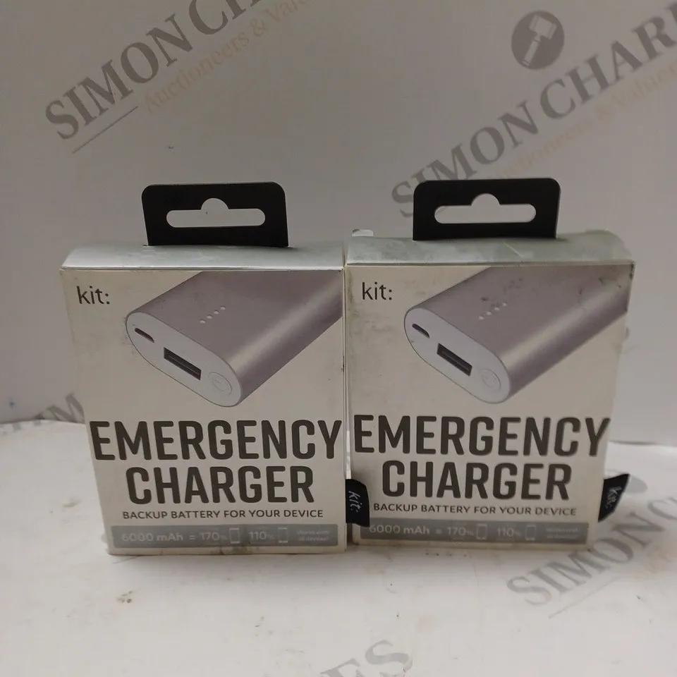 2 X BOXED KIT: EMERGENCY BACK-UP 6000MAH PORTABLE POWER BANKS
