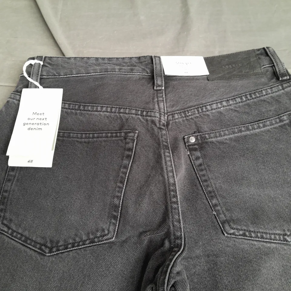 H&M &DENIM STRAIGHT REGULAR FIT BLACK JEANS - UK 10