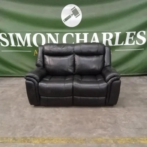 QUALITY DESIGNER 2 SEATER LEATHER SOFA - BLACK