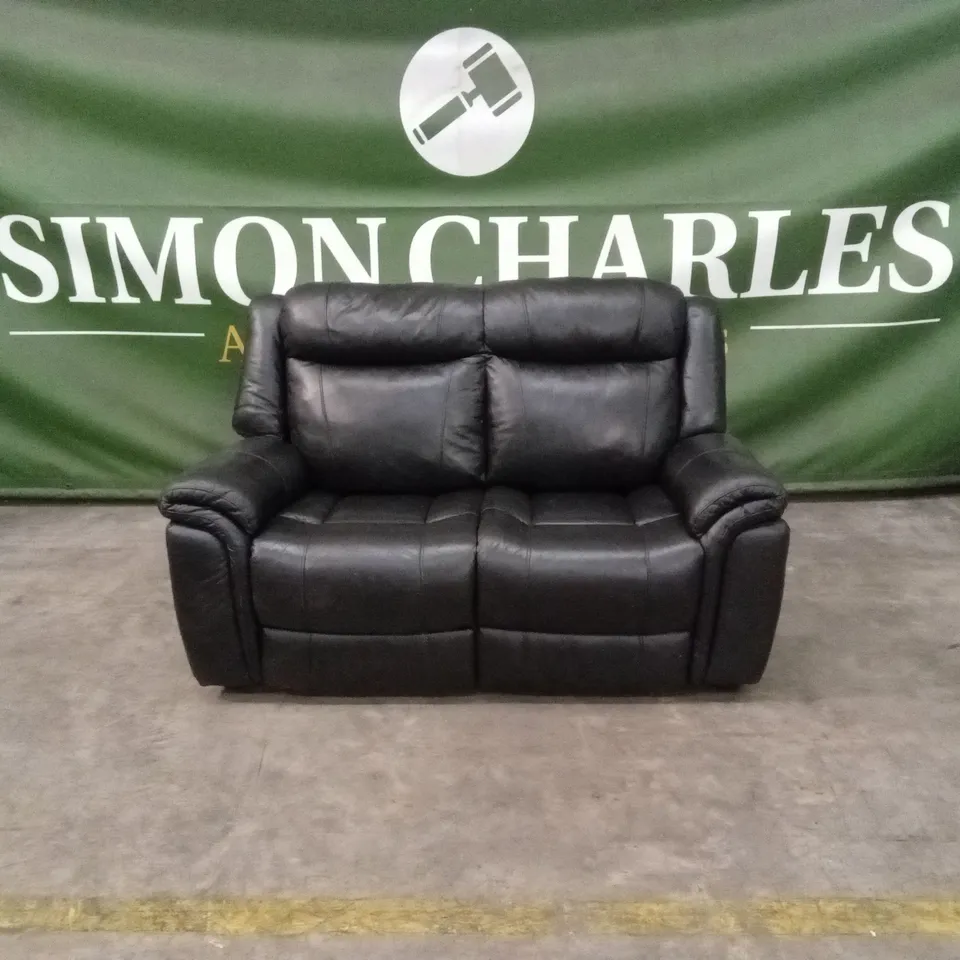 QUALITY DESIGNER 2 SEATER LEATHER SOFA - BLACK